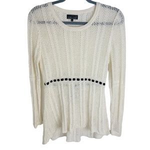 Classic Alpaca Cream Open Knit Babydoll Sweater
